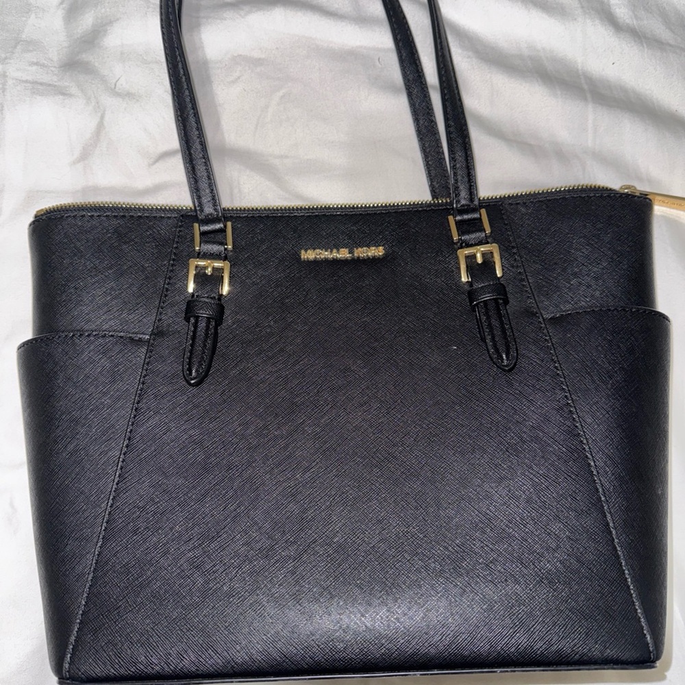 Michael Kors Black Shoulder Bag with Gold Accents